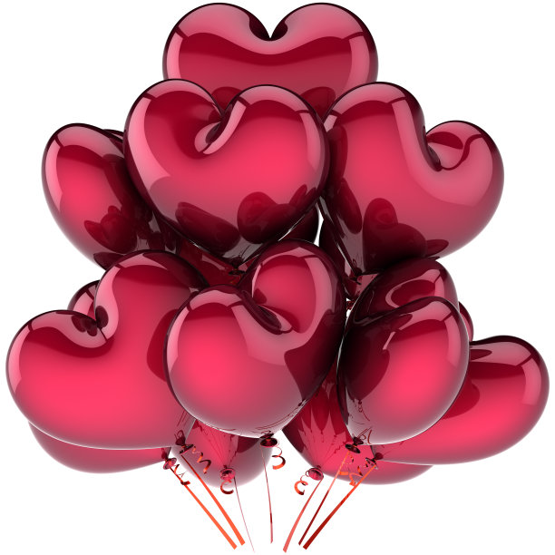 爱的派对气球红红的心形排列成一串图片下载