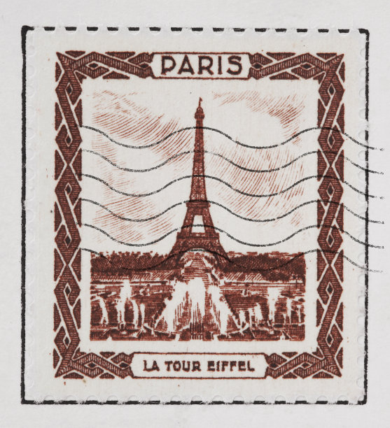 老式埃菲尔铁塔邮票图片下载