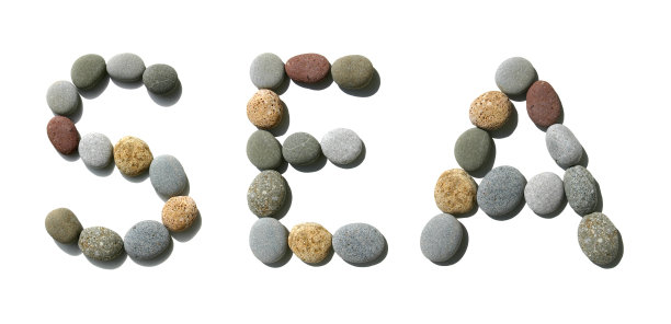 鹅卵石拼成的字海(白色)图片下载