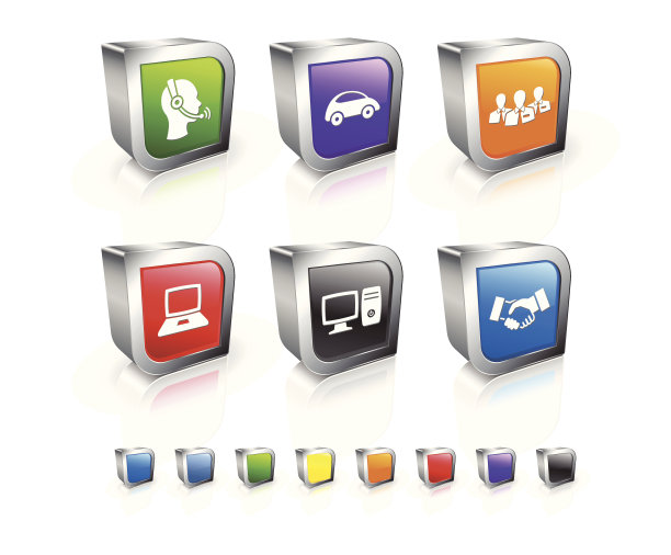 技术支持3D矢量图标设置与金属环图片下载