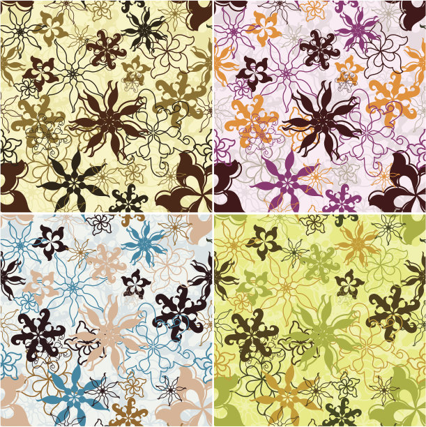 复古花卉图案，无缝衔接图片下载