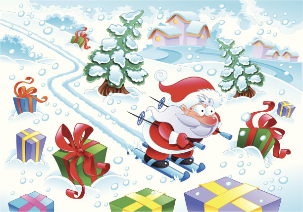 圣诞老人在雪中。图片下载