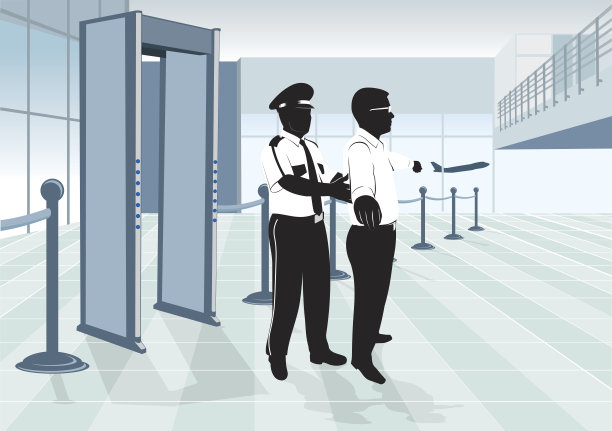 一名男子在检查站受到安检人员的检查图片下载