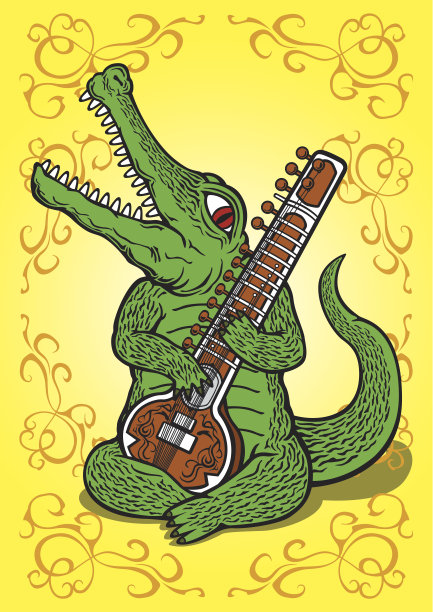 鳄鱼的和锡塔琴图片下载