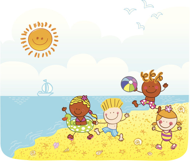 儿童游泳卡通插图图片下载