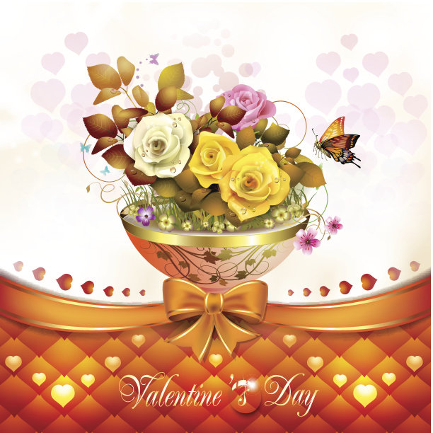 橙色蝴蝶结玫瑰图片下载