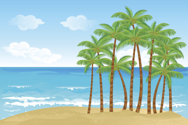 海滩上的棕榈树图片下载