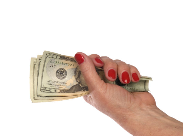 女人手持美元图片下载