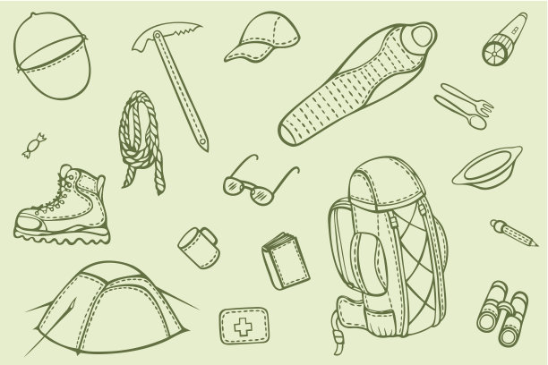 徒步旅行装备图片下载