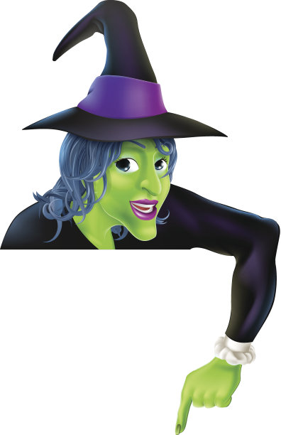 万圣节女巫指向下图片下载