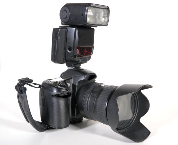 带闪光灯的数码相机图片下载