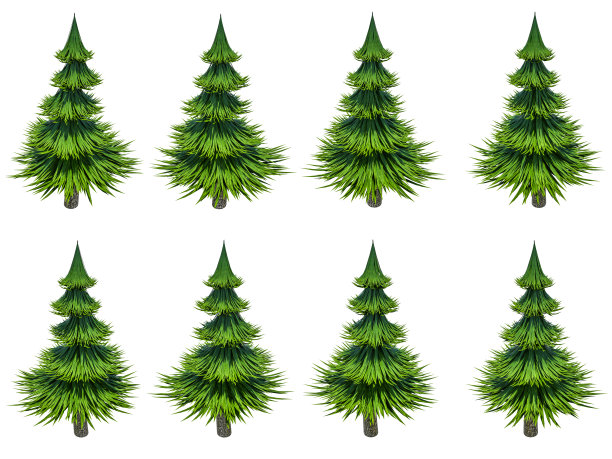 松树3d卡通孤立高角度视图图片下载