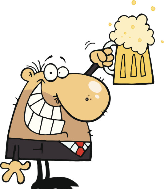 快乐的商人庆祝一品脱啤酒图片下载