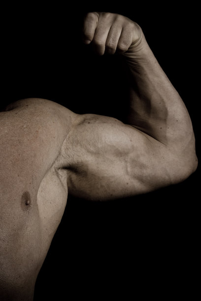 肌肉发达的男性健美运动员的手臂图片下载