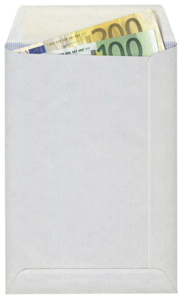 高分辨率孤立的白色开尾目录信封与欧元钞票插入图片下载