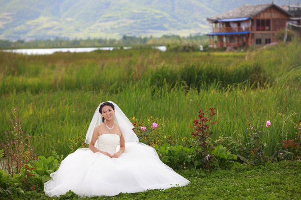 美丽的亚洲新娘照片图片下载