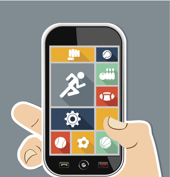 运动健身UI概念手握智能手机。图片下载