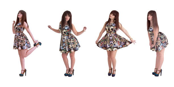 穿着鲜艳裙子的女孩。图片下载