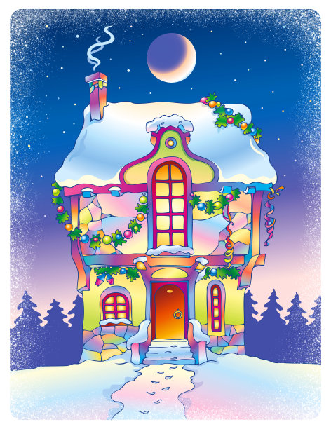 月光下的童话小屋图片下载