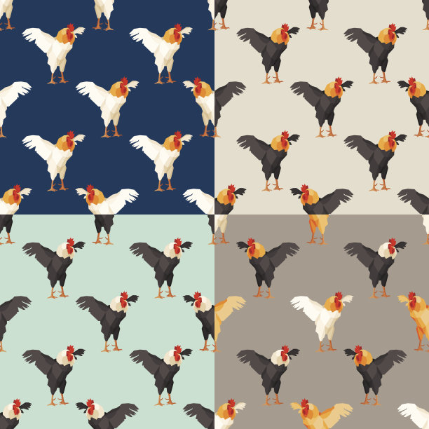 无缝模式与雄鸡。集图片下载
