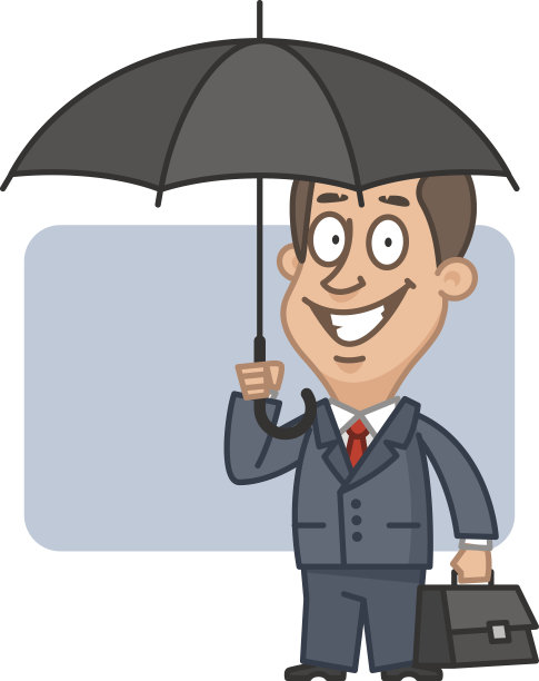 拿着雨伞和手提箱的商人图片下载