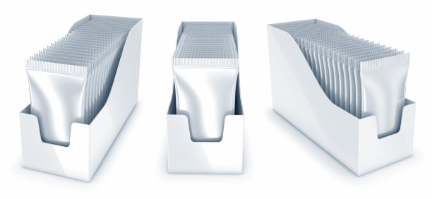 装有塑料袋的盒子。空白包装图片下载