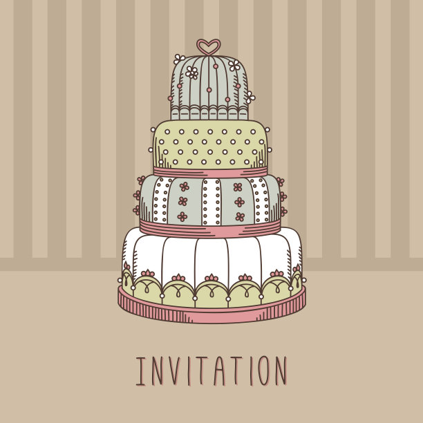 婚礼蛋糕请柬图片下载