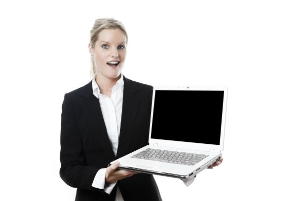 拥有笔记本电脑的年轻商业女性图片下载