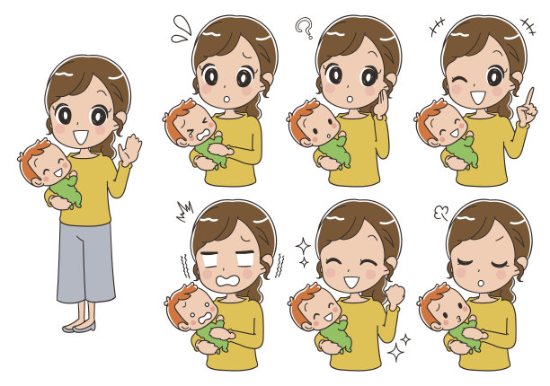 一群不同表情的母亲素材图片