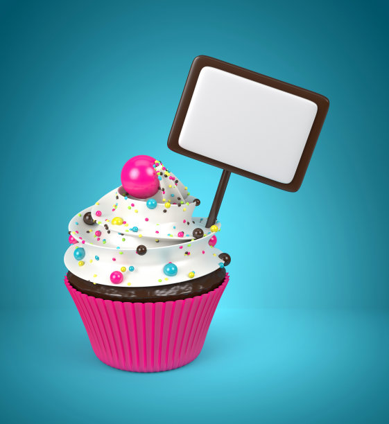 3d甜杯蛋糕与珍珠孤立在白色图片下载