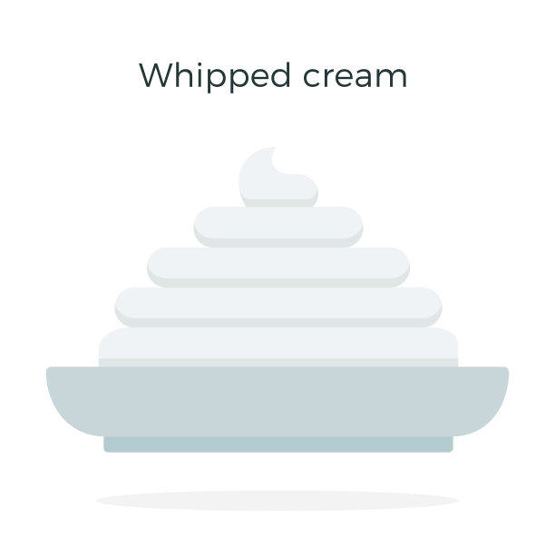 鲜奶油在盘子上矢量平孤立图片下载