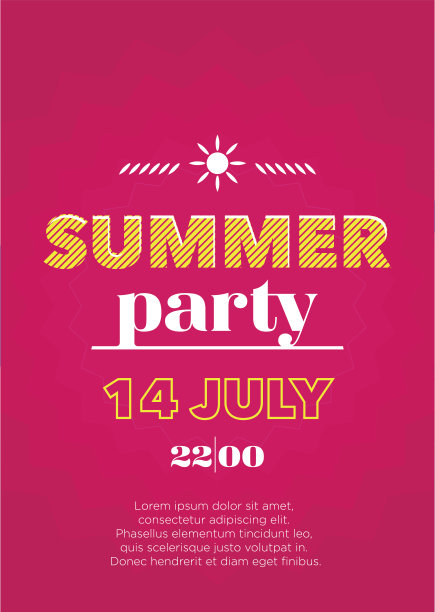 垂直红色夏季派对背景与彩色图形元素。图片下载