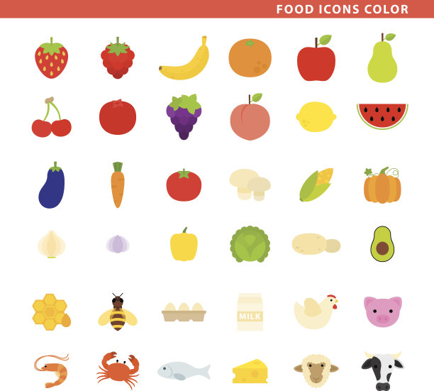 食物图标的颜色。图片下载
