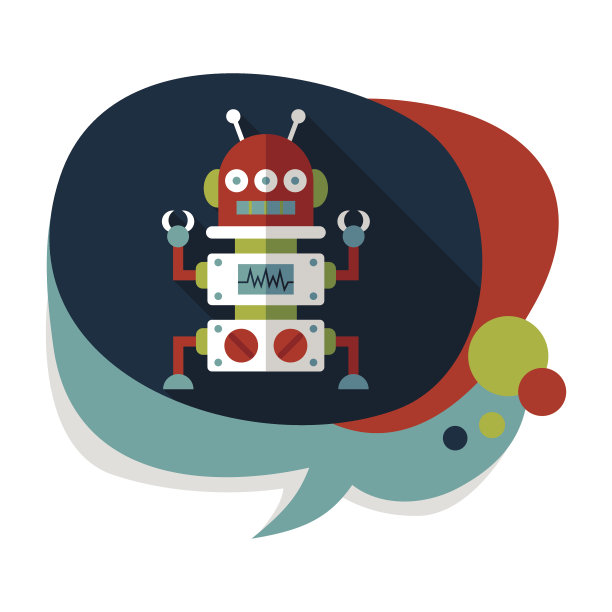 机器人概念平面图标与长影子，eps10图片下载