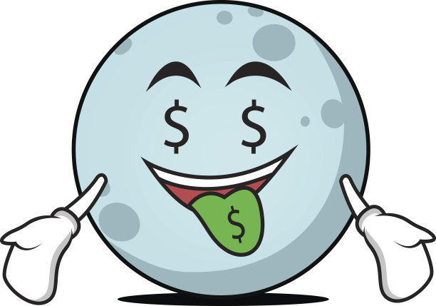 钱嘴月亮人物卡通矢量插图图片下载