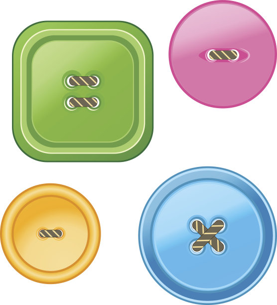 色彩鲜艳的衣服纽扣-各种样式，颜色和尺寸-插图图片下载