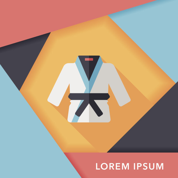 空手道套装扁平图标与长影子，eps10图片下载