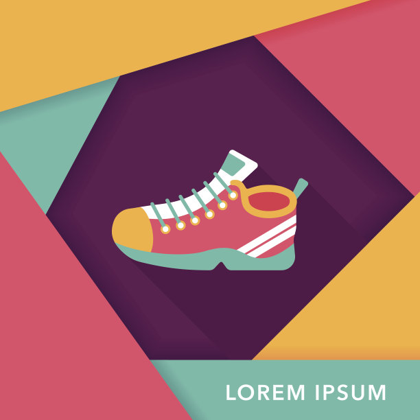 平底运动鞋图标与长影子，eps10图片下载