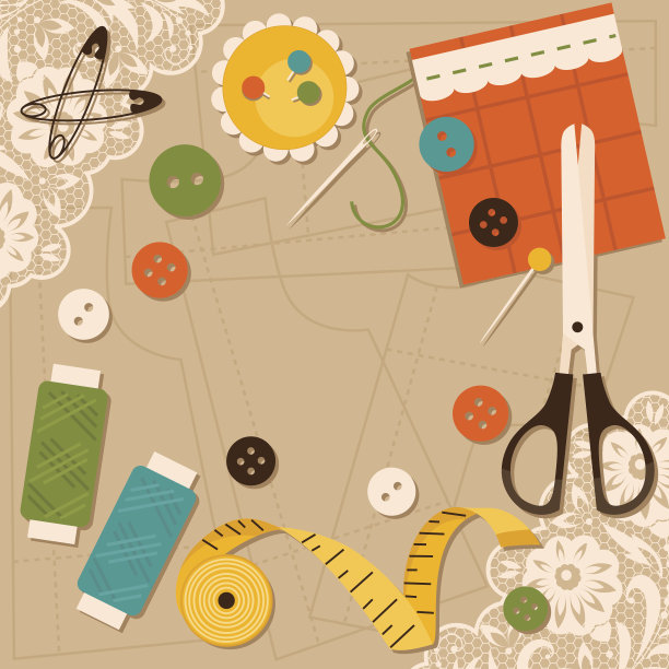 缝纫配件。矢量图图片下载