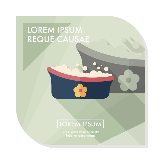 婴儿沐浴平板图标与长阴影，eps10图片下载