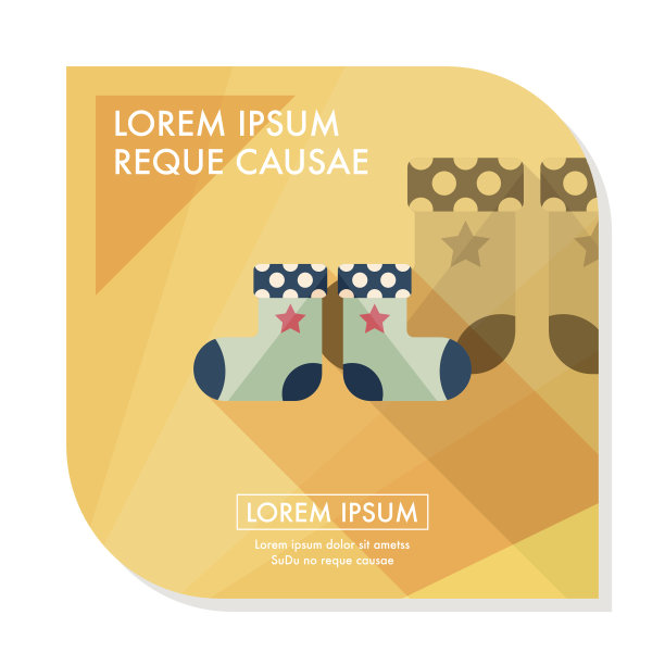 婴儿长袜扁平图标与长影子，eps10图片下载