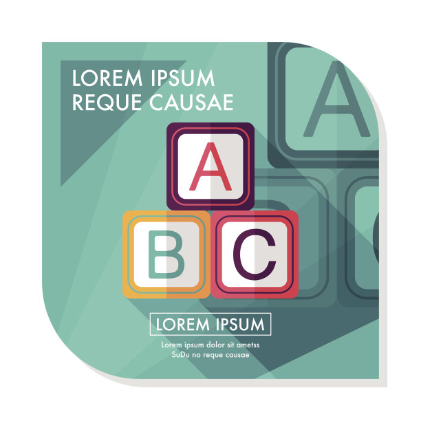 ABC块平面图标与长影子，EPS 10图片下载