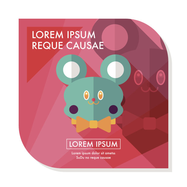 泰迪熊平面图标与长影子图片下载