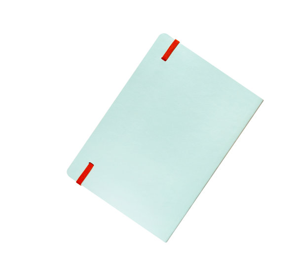 薄荷皮革封面笔记本孤立在白色背景图片下载