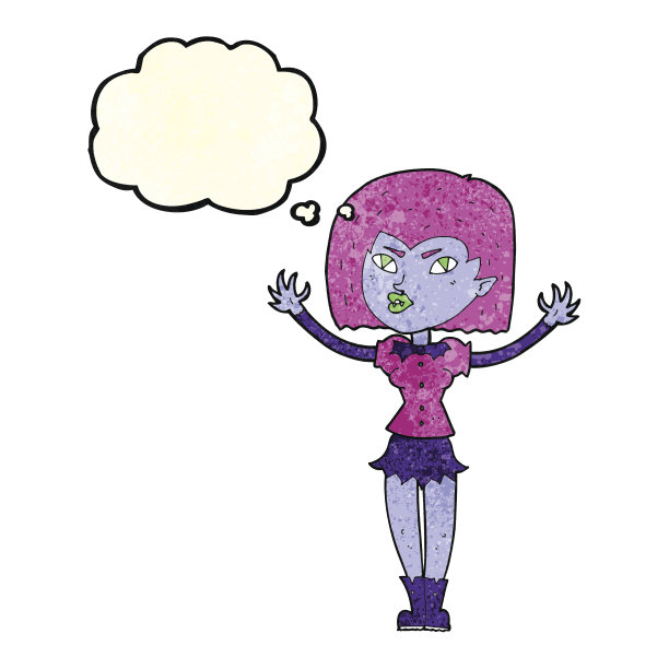 卡通吸血鬼女孩与思想泡沫图片下载