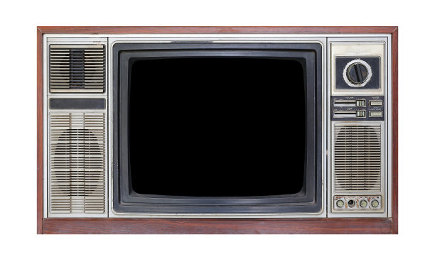 老式的电视孤立在白色背景上。图片下载
