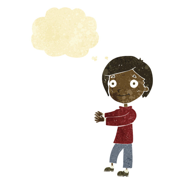 卡通快乐男孩与思想泡泡图片下载