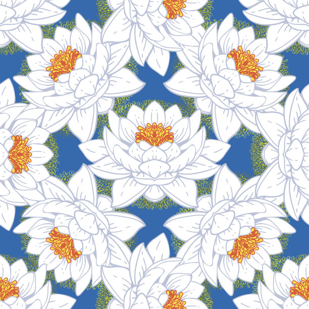 荷花图案无缝衔接图片下载