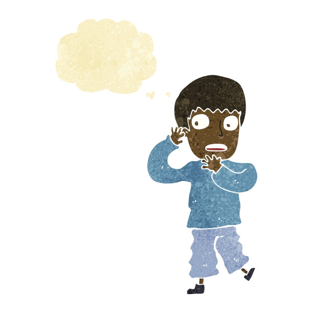 卡通吓坏了男孩的思想泡泡图片下载