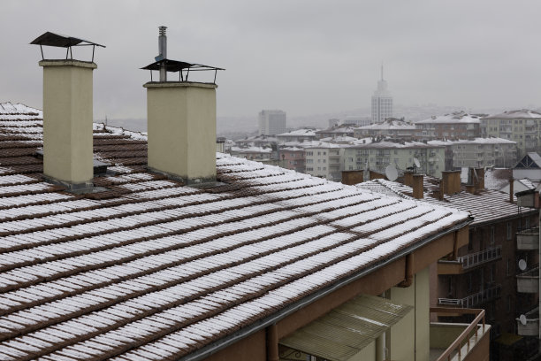 烟囱城市生活和下雪图片下载